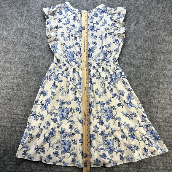 Love and Promises Dress Women Large Blue Floral Ruffles Lace Bohemian Boho Lined - Picture 12 of 13